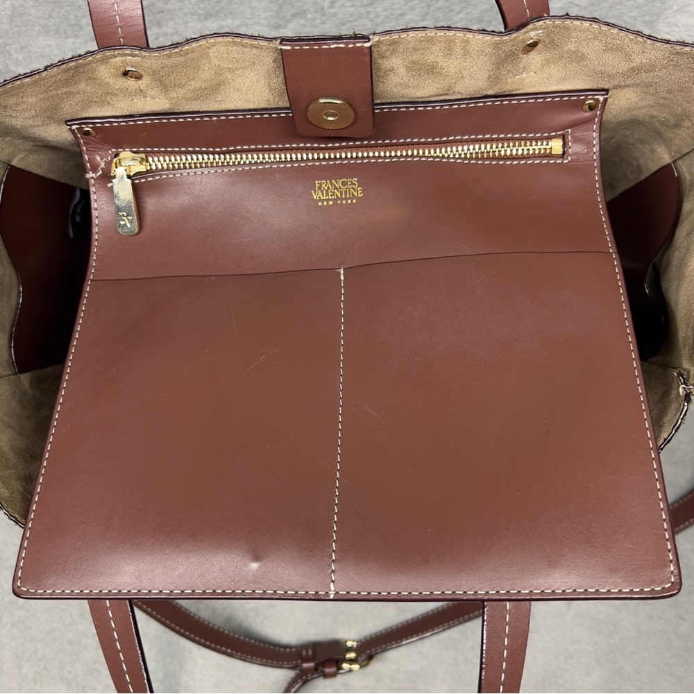 Frances Valentine Large Margaret Olive Green Corduroy And Leather Tote Bag - Picture 8 of 14